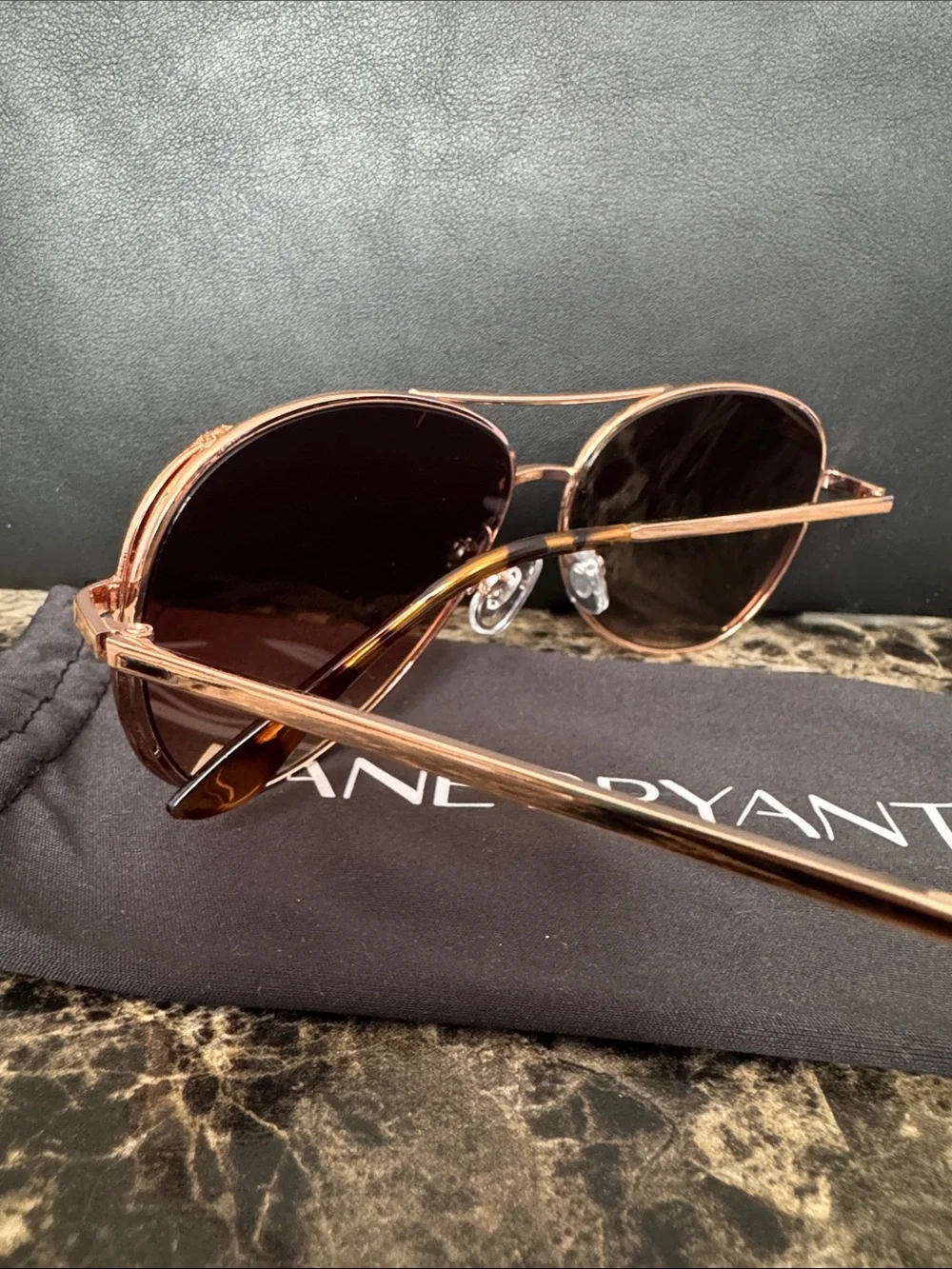 Lane Bryant Rose Gold Aviator Sunglasses with Brown Lenses